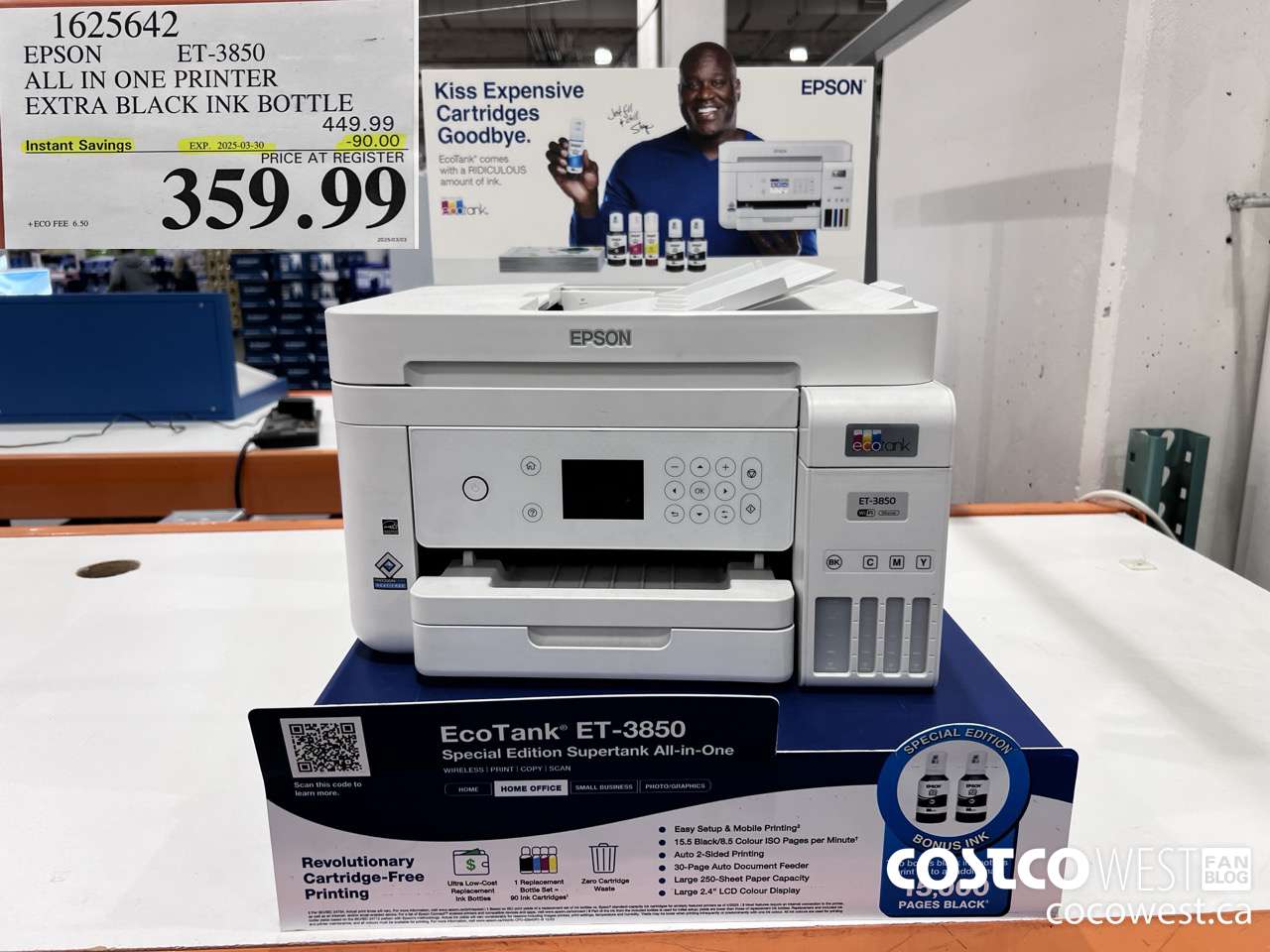 1625642 EPSON ET-3850 ALL IN ONE PRINTER ($90.00 INSTANT SAVINGS EXPIRES ON 2025-03-30) $359.99