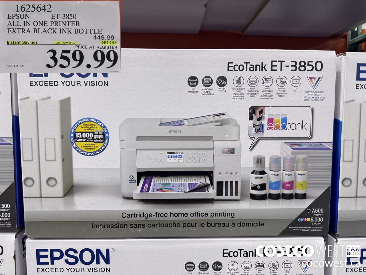 1625642 EPSON ET-3850 ALL IN ONE PRINTER ($90.00 INSTANT SAVINGS EXPIRES ON 2025-03-30) $359.99