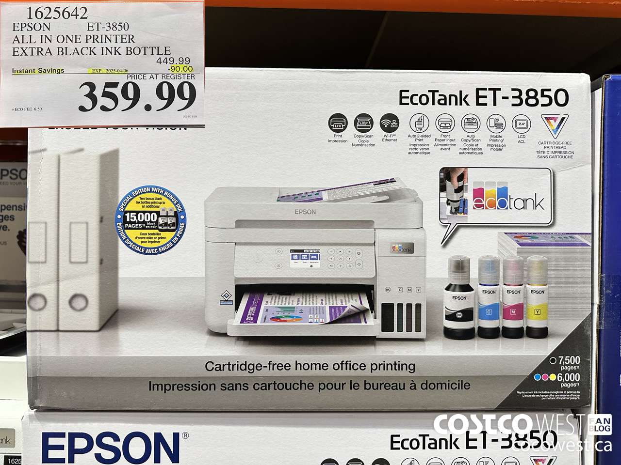 1625642 EPSON ET-3850 ALL IN ONE PRINTER ($90.00 INSTANT SAVINGS EXPIRES ON 2025-04-06) $359.99