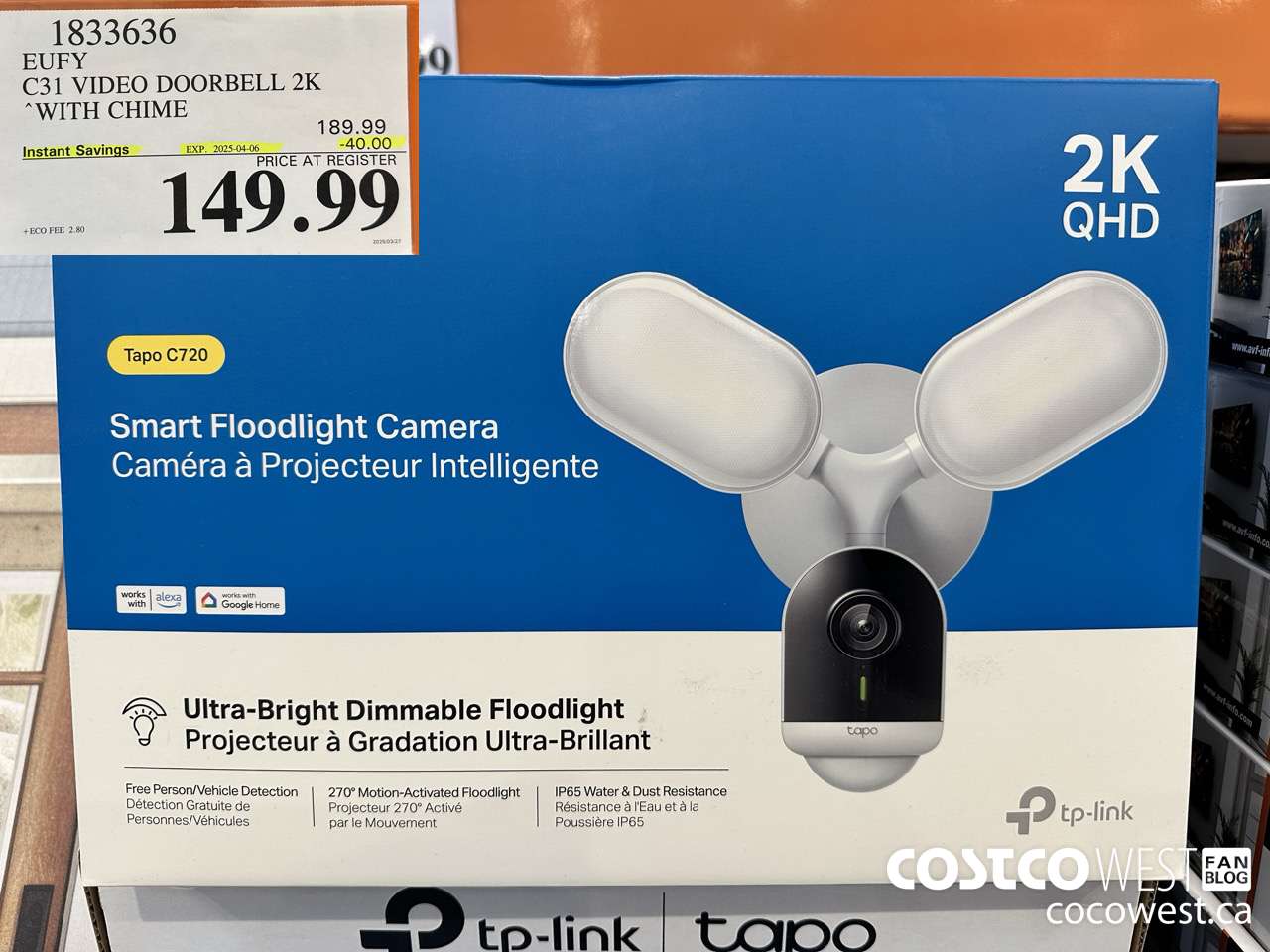 1833636 EUFY C31 VIDEO DOORBELL 2K WITH CHIME ($40.00 INSTANT SAVINGS EXPIRES ON 2025-04-06) $149.99