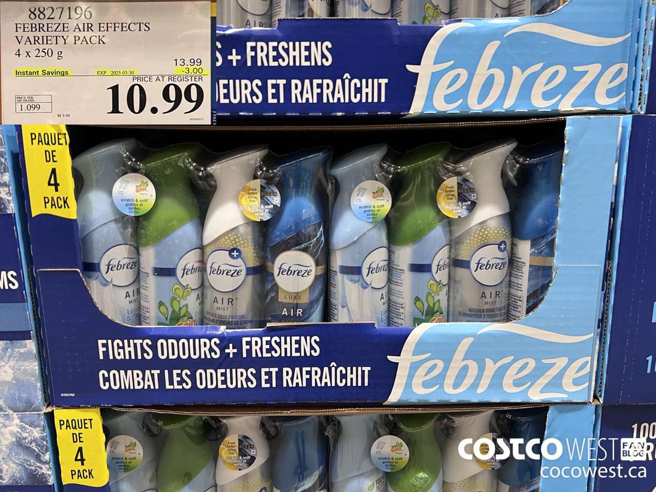 8827196 FEBREZE AIR EFFECTS VARIETY PACK 4 X 250 G ($3.00 INSTANT SAVINGS EXPIRES ON 2025-03-30) $10.99
