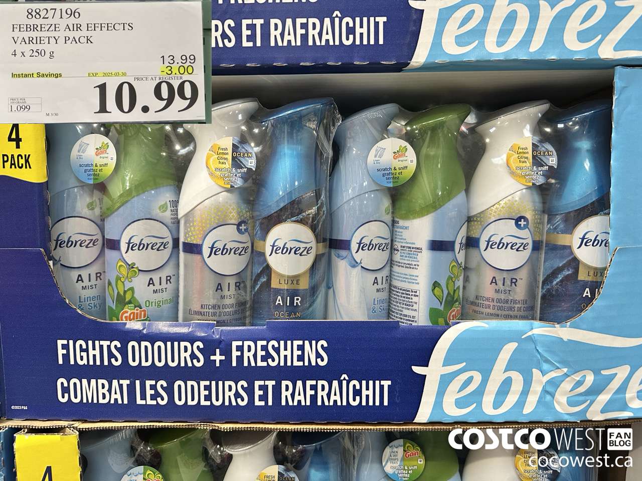 8827196 FEBREZE AIR EFFECTS VARIETY PACK 4 X 250 G ($3.00 INSTANT SAVINGS EXPIRES ON 2025-03-30) $10.99