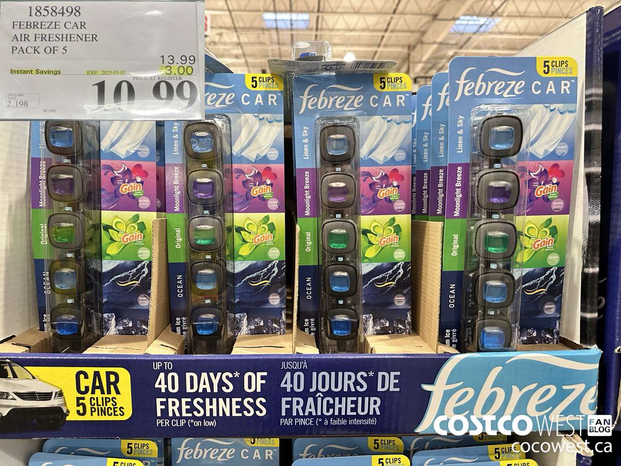 1858498 FEBREZE CAR AIR FRESHENER PACK OF 5 ($3.00 INSTANT SAVINGS EXPIRES ON 2025-03-02) $10.99