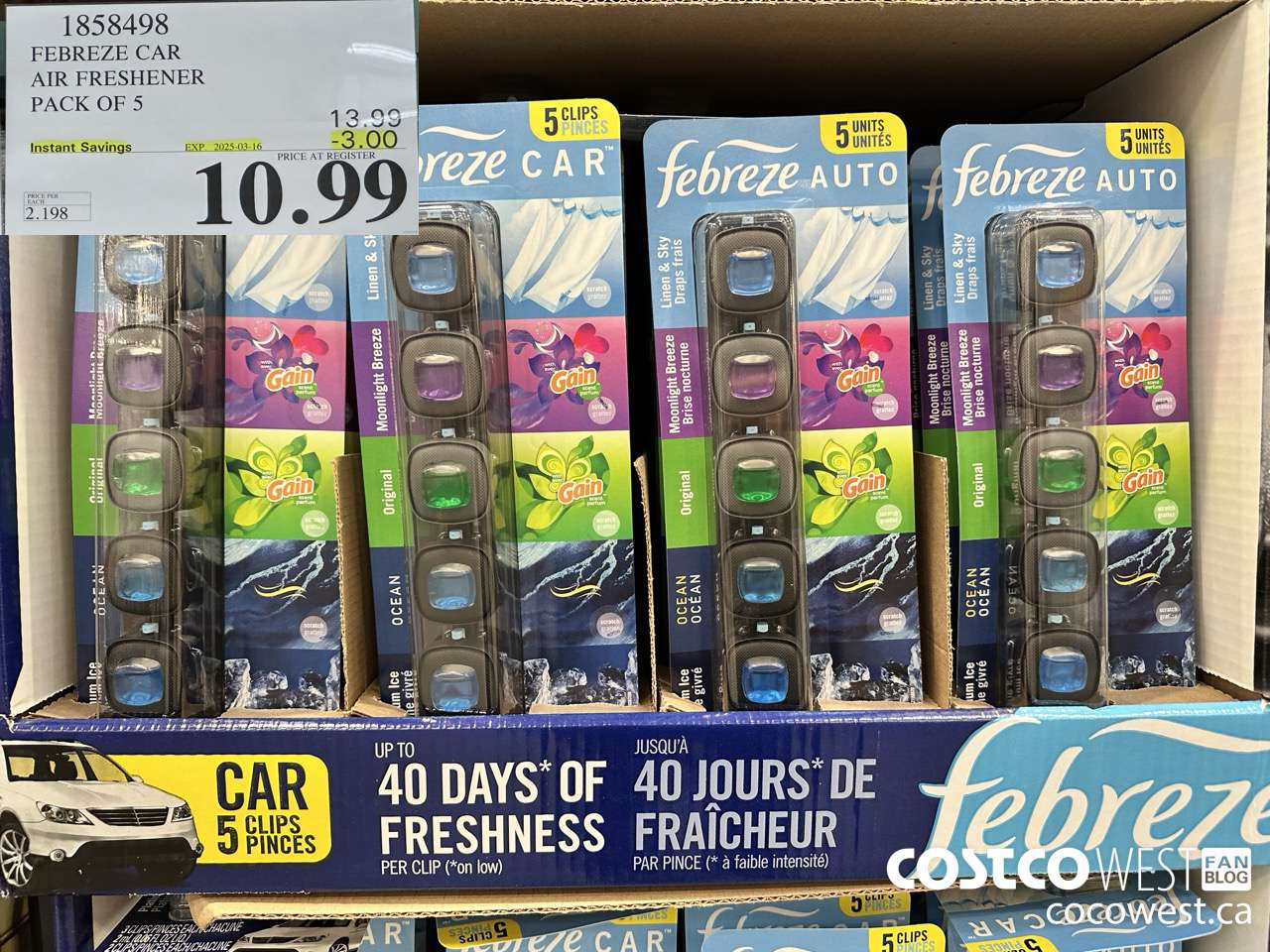 1858498 FEBREZE CAR AIR FRESHENER PACK OF 5 ($3.00 INSTANT SAVINGS EXPIRES ON 2025-03-16) $10.99
