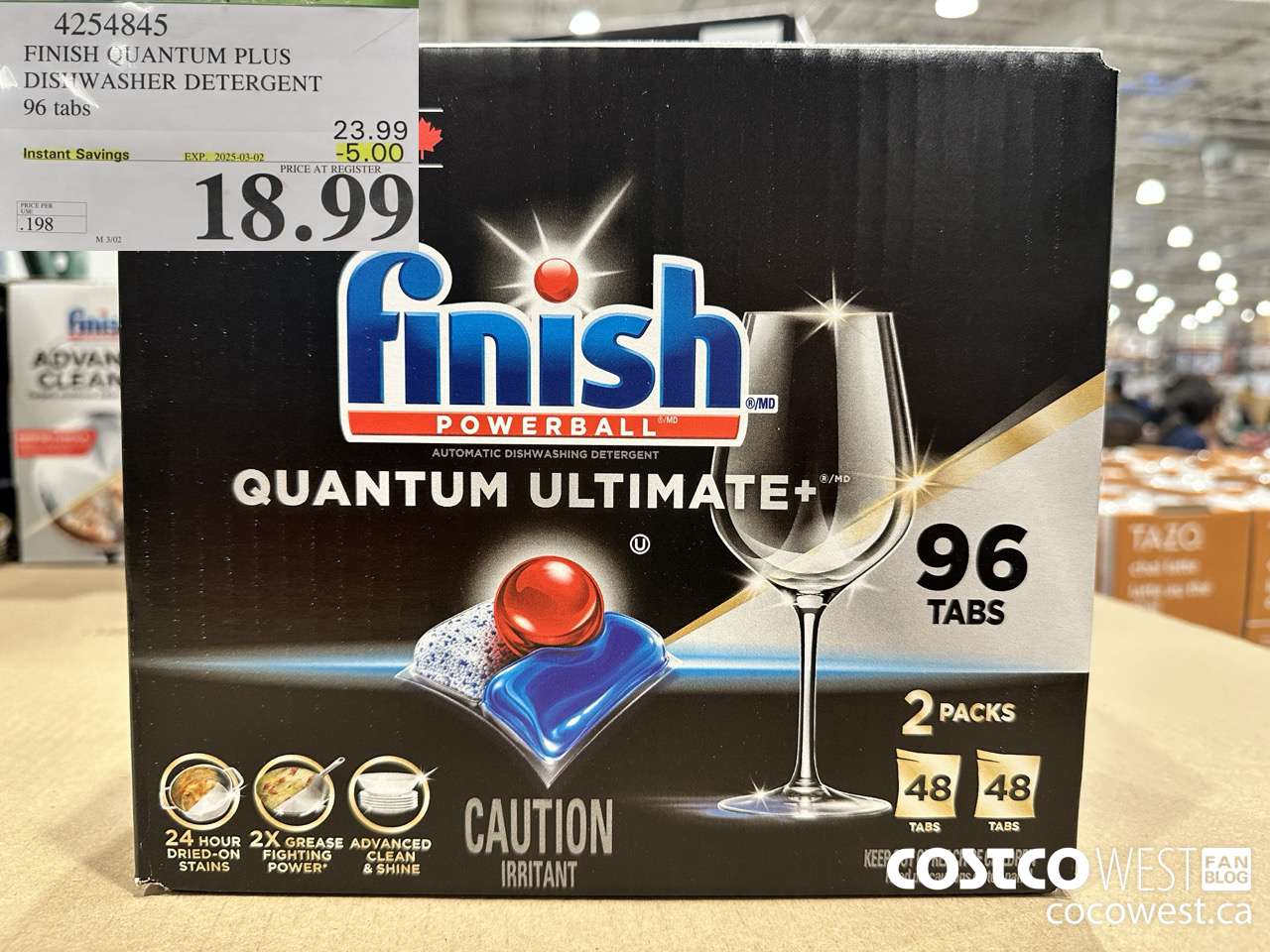 4254845 FINISH QUANTUM PLUS DISHWASHER DETERGENT 96 TABS ($5.00 INSTANT SAVINGS EXPIRES ON 2025-03-02) $18.99