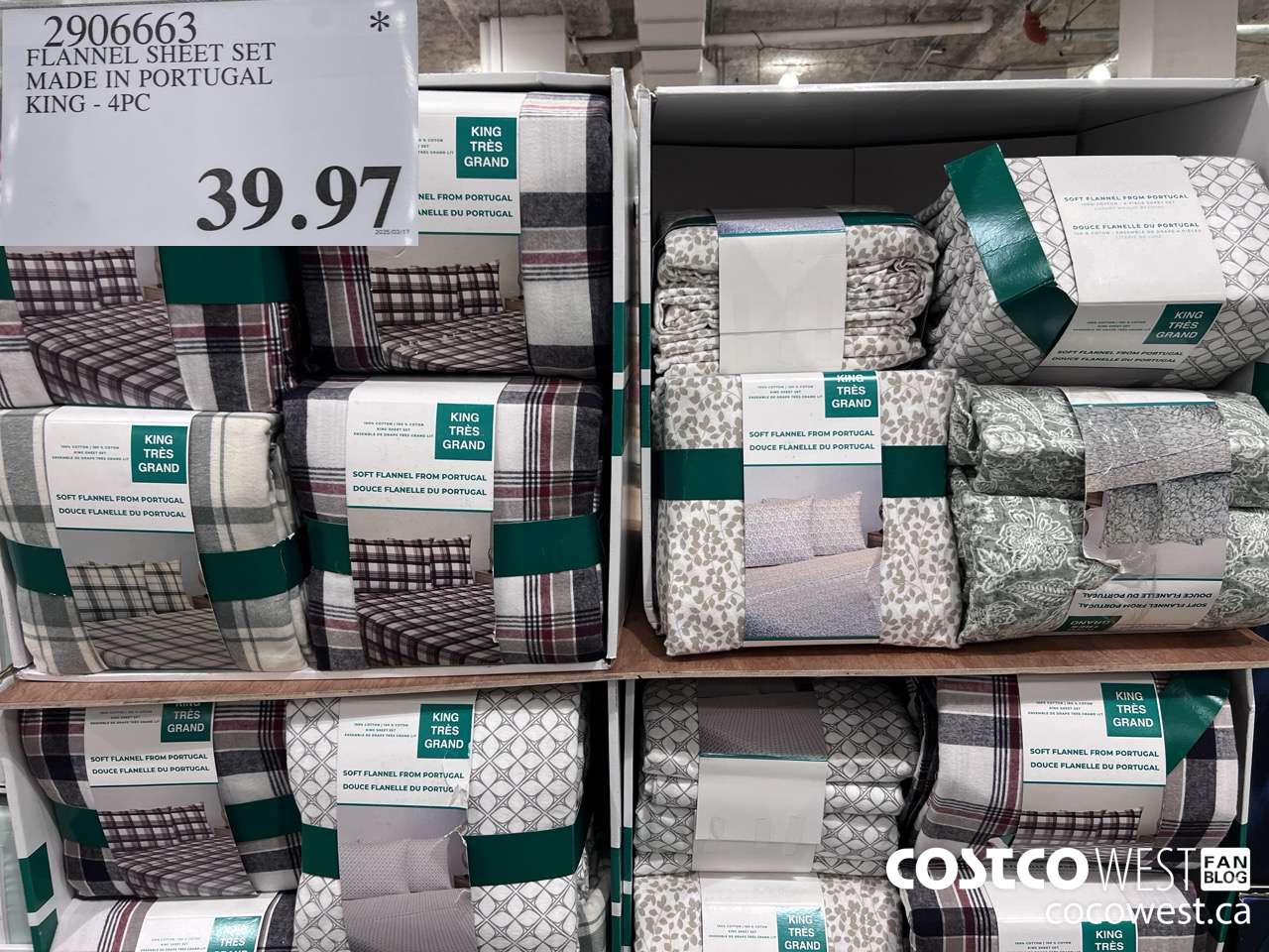 2906663 FLANNEL SHEET SET MADE IN PORTUGAL KING 4PC $39.97