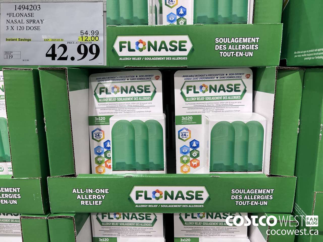 1494203 FLONASE NASAL SPRAY 3 X 120 DOSE ($12.00 INSTANT SAVINGS EXPIRES ON 2025-03-30) $42.99
