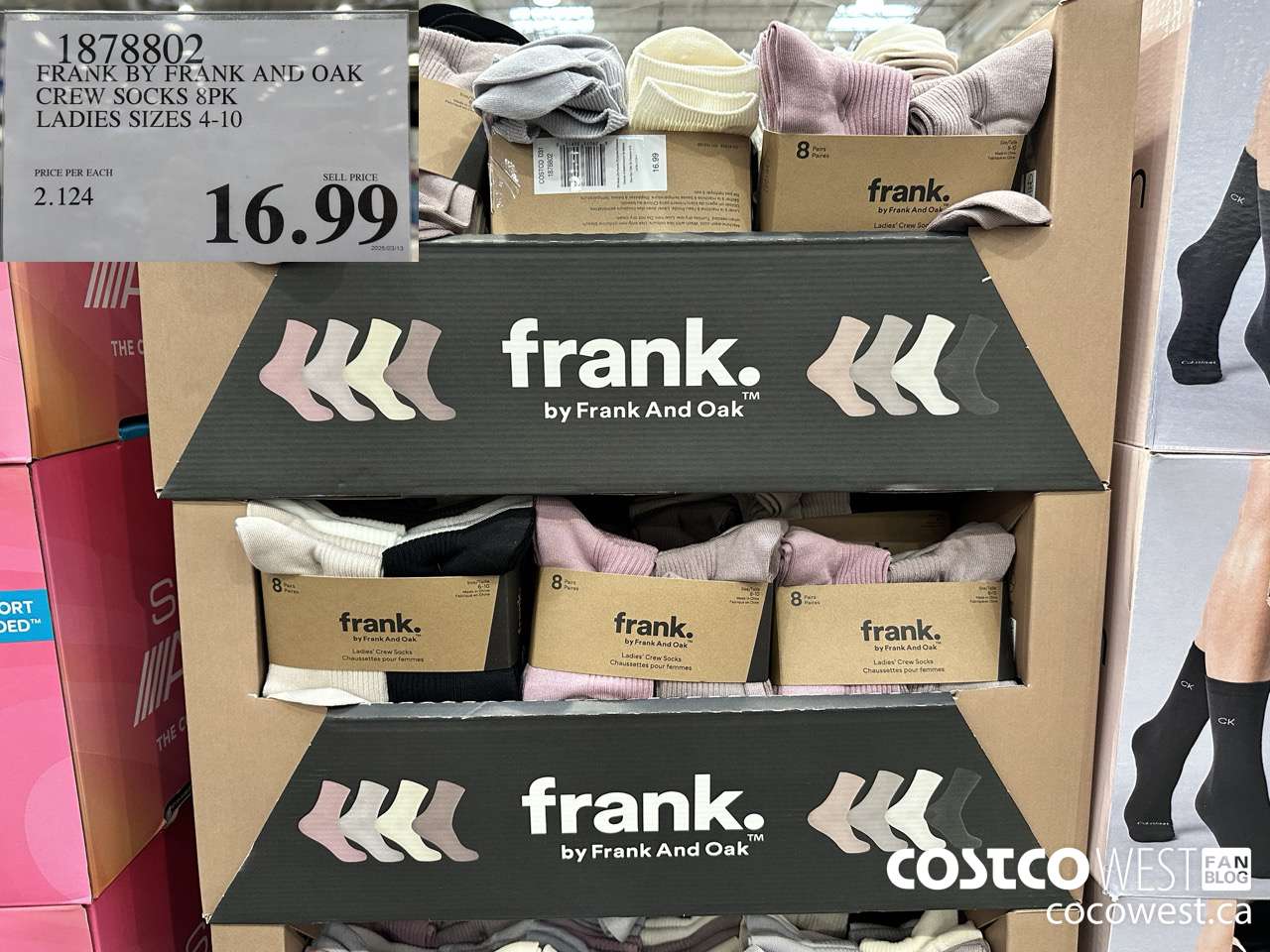 1878802 FRANK BY FRANK AND OAK CREW SOCKS 8PK LADIES SIZES 4-10 $16.99