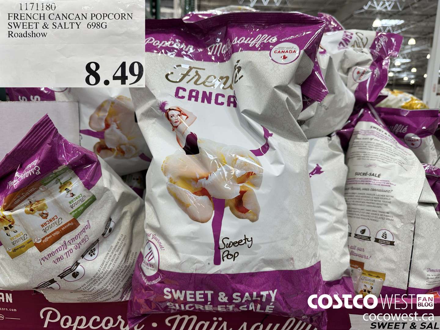 1171180 FRENCH CANCAN POPCORN SWEET & SALTY 698G $8.49
