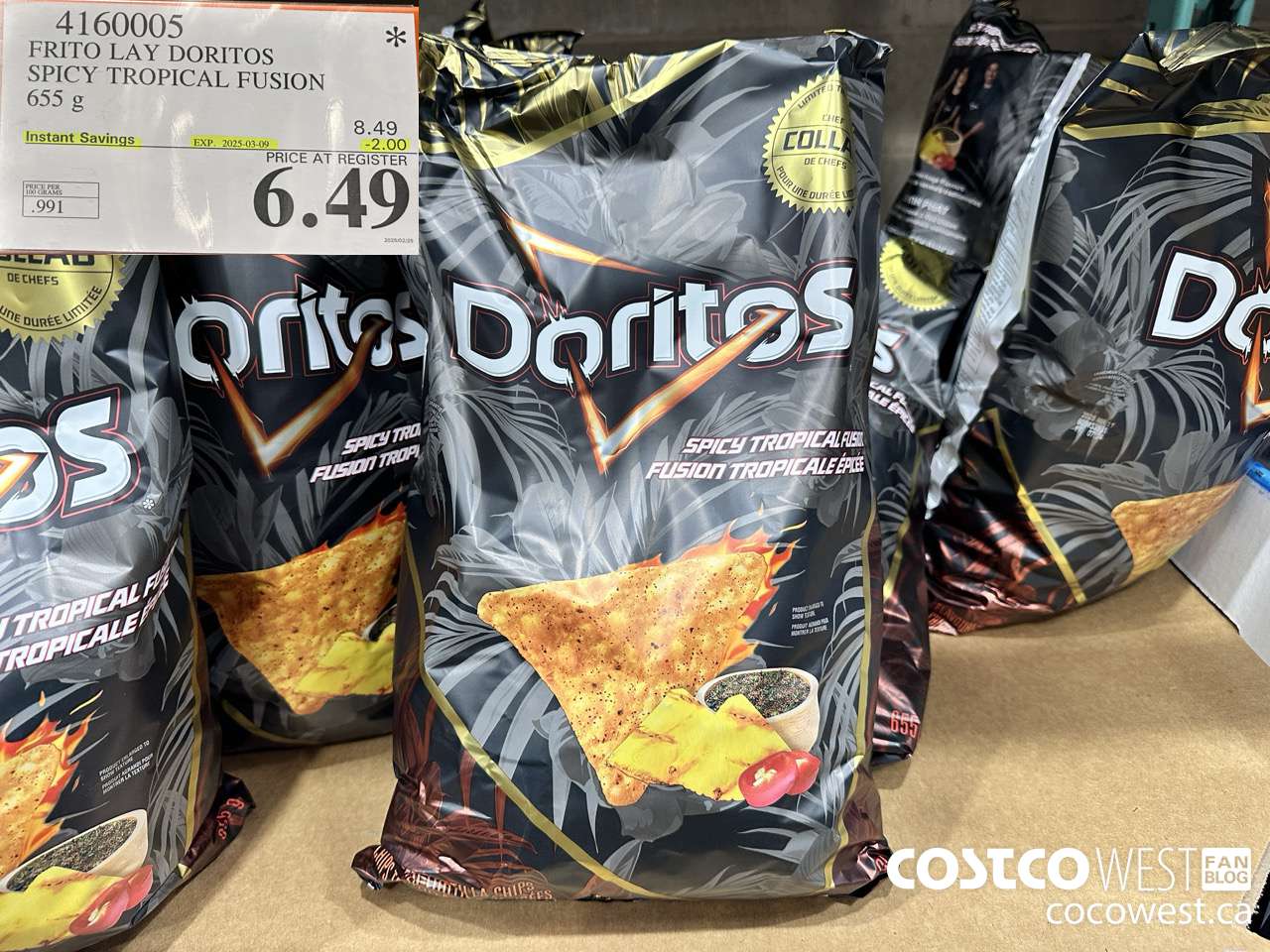 4160005 FRITO LAY DORITOS SPICY TROPICAL FUSION 655G ($2.00 INSTANT SAVINGS EXPIRES ON 2025-03-09) $6.49
