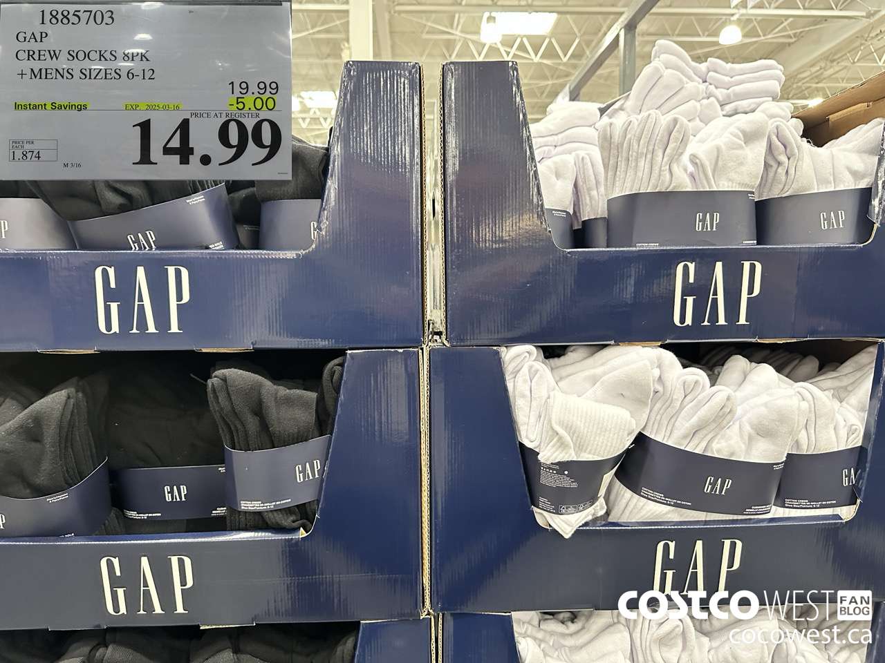 1885703 GAP CREW SOCKS 8PK MENS SIZES 6-12 ($5.00 INSTANT SAVINGS EXPIRES ON 2025-03-16) $14.99