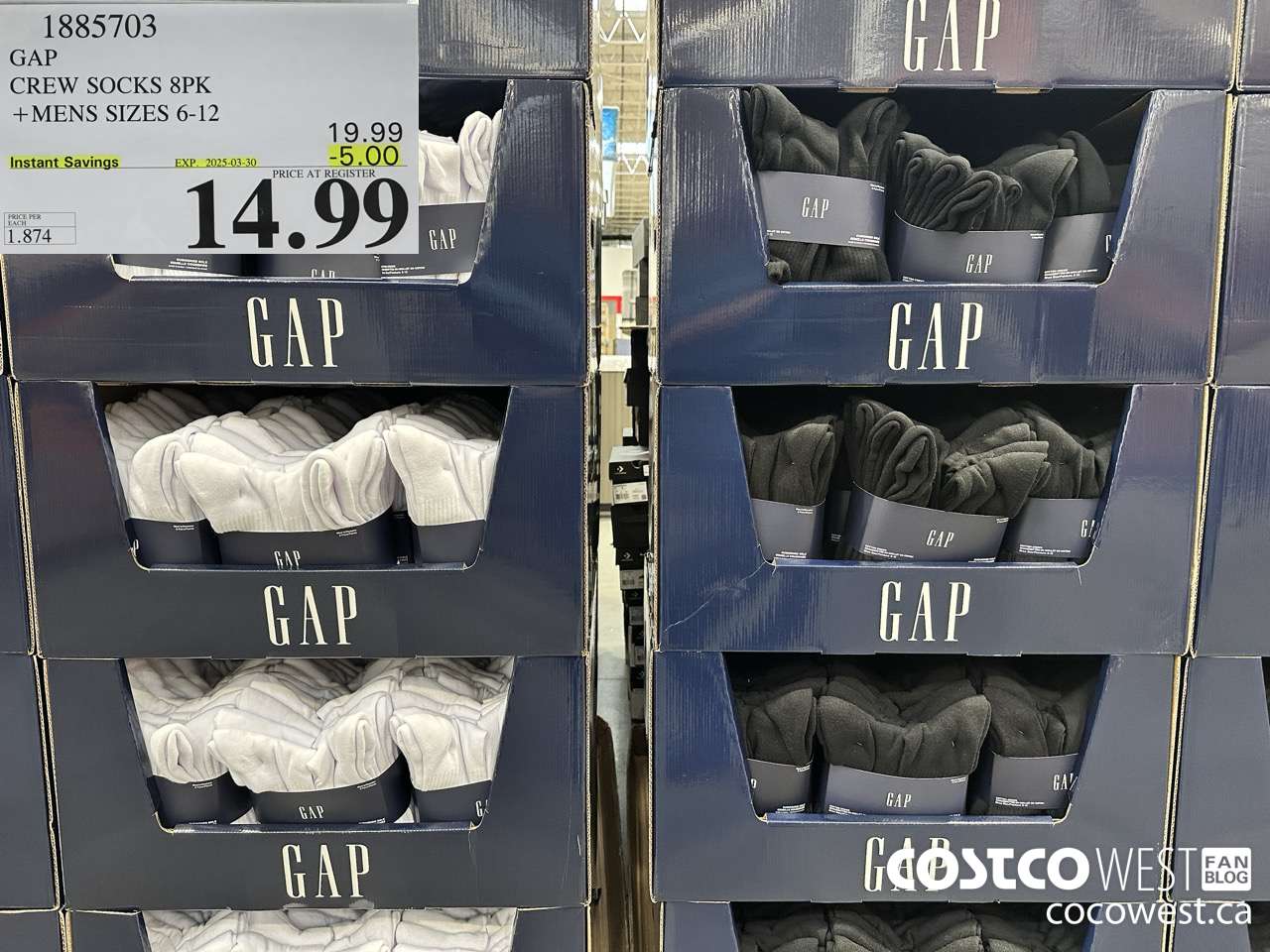 1885703 GAP CREW SOCKS 8PK MENS SIZES 6-12 ($5.00 INSTANT SAVINGS EXPIRES ON 2025-03-30) $14.99