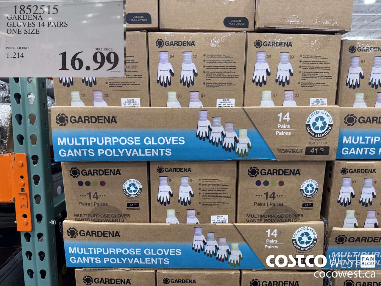 1852515 GARDENA GLOVES 14 PAIR ONE SIZE $16.99