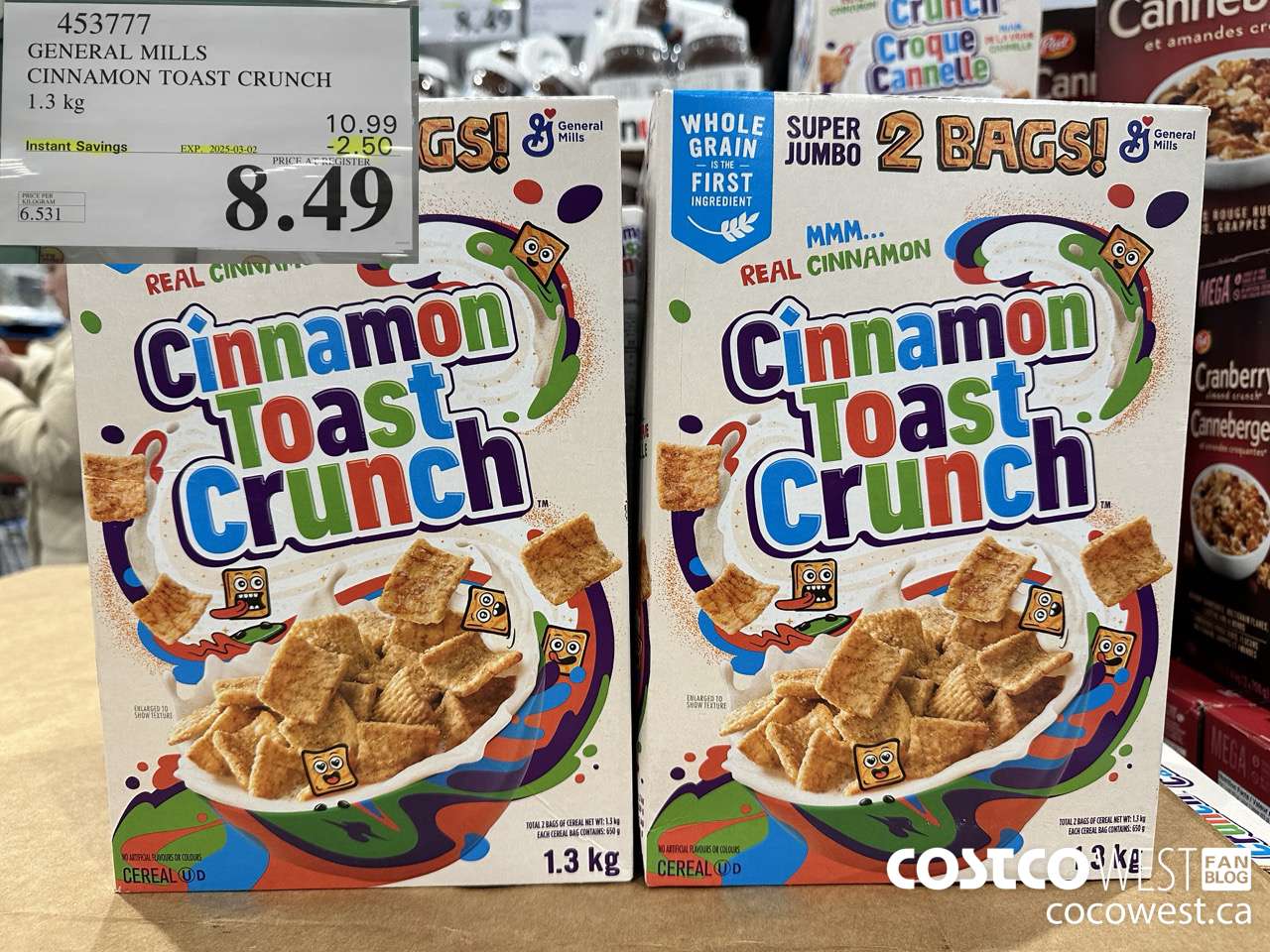 453777 GENERAL MILLS CINNAMON TOAST CRUNCH 1.3 kg ($2.50 INSTANT SAVINGS EXPIRES ON 2025-03-02) $8.49