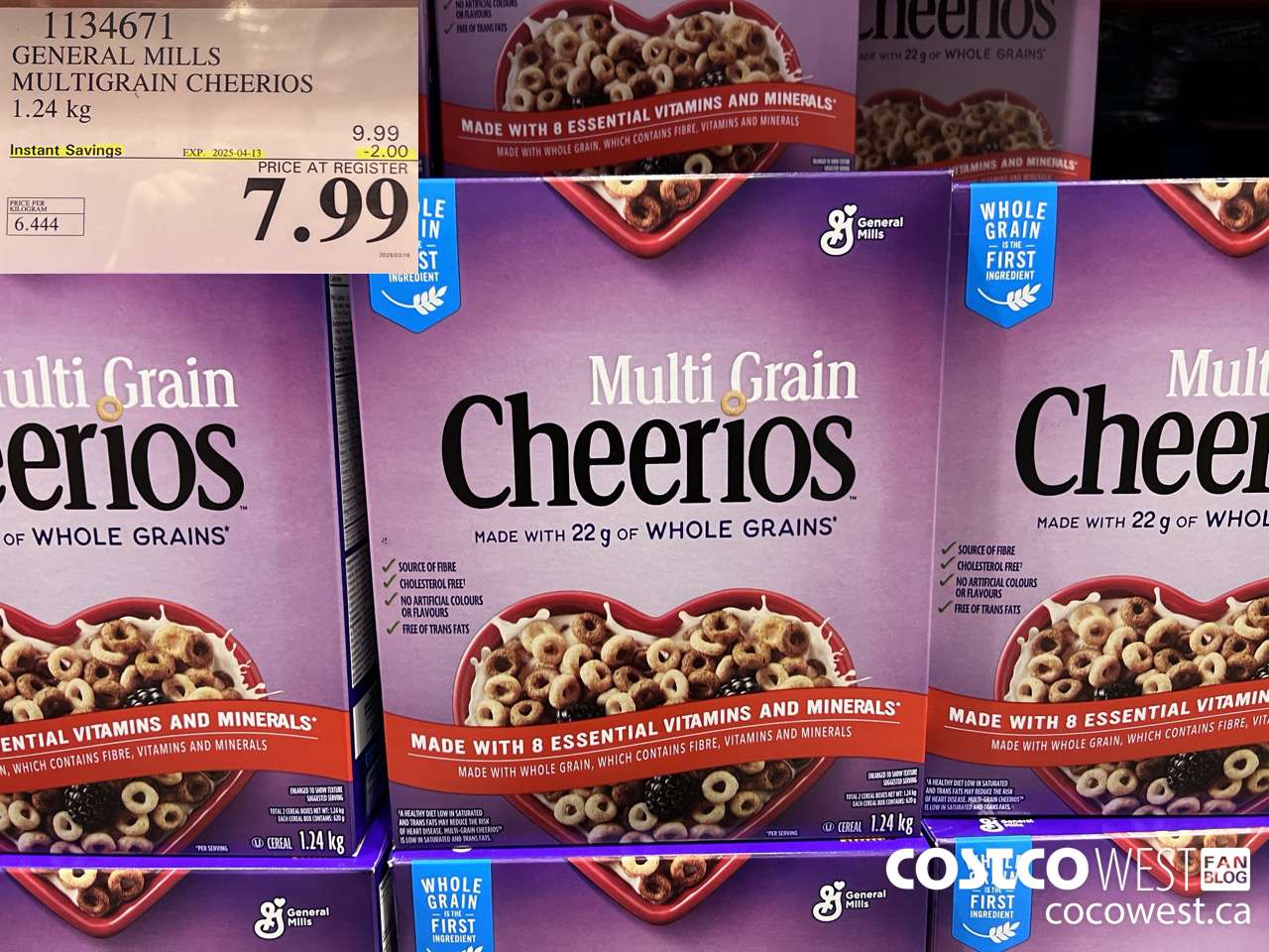 1134671 GENERAL MILLS MULTIGRAIN CHEERIOS 1.24 kg ($2.00 INSTANT SAVINGS EXPIRES ON 2025-04-13) $7.99