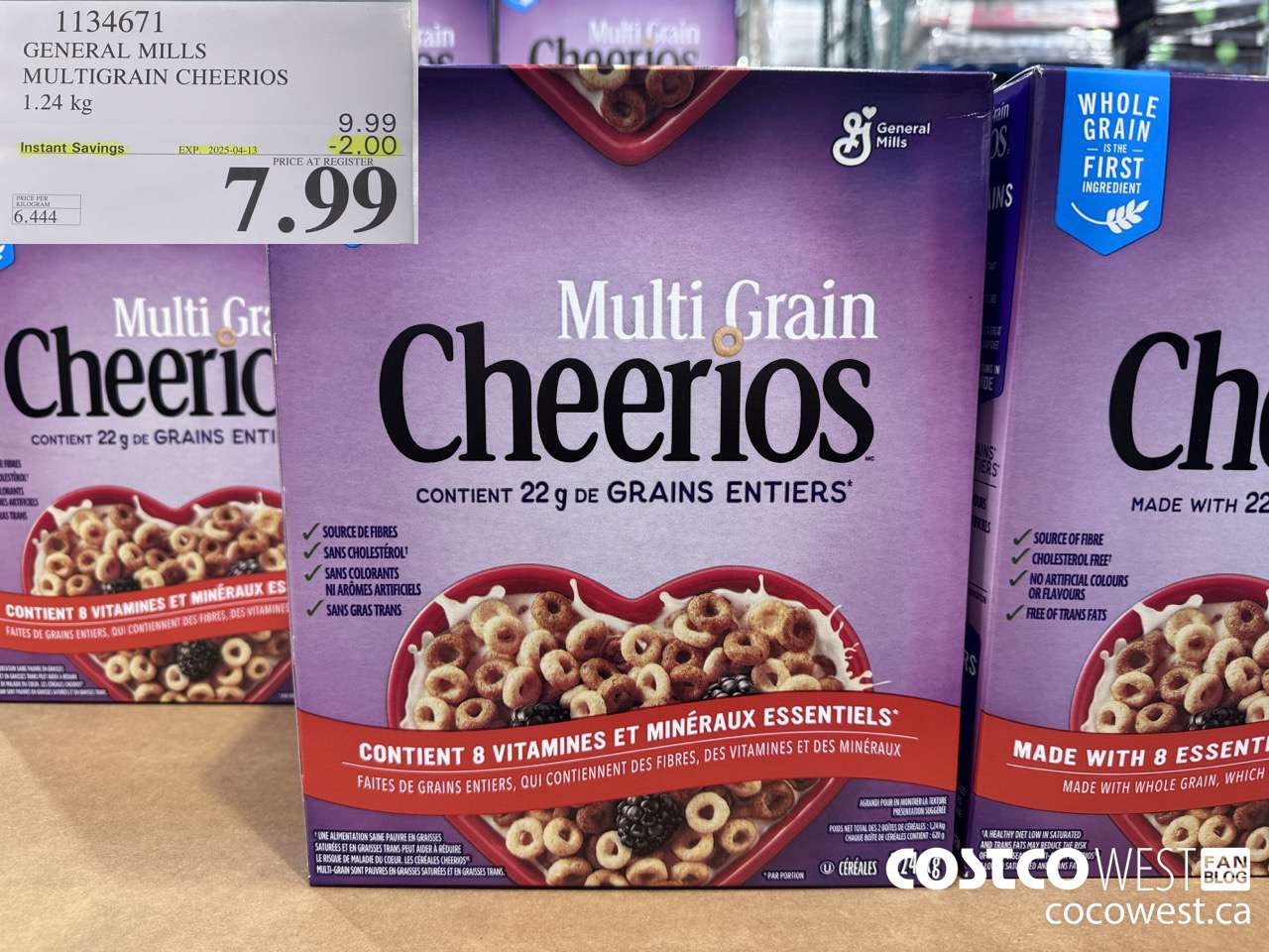 1134671 GENERAL MILLS MULTIGRAIN CHEERIOS 1.24 kg ($2.00 INSTANT SAVINGS EXPIRES ON 2025-04-13) $7.99