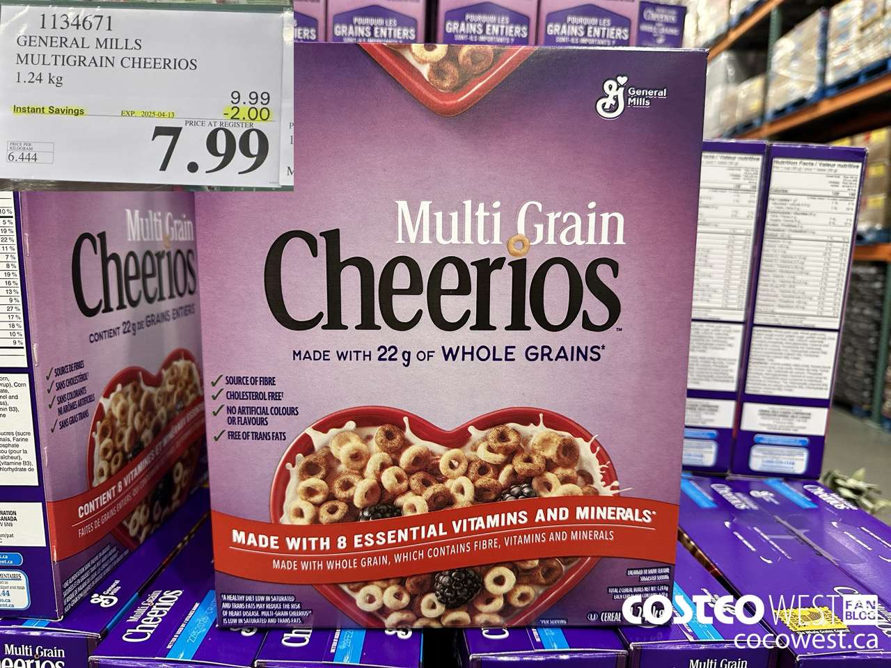 1134671 GENERAL MILLS MULTIGRAIN CHEERIOS 1.24 kg ($2.00 INSTANT SAVINGS EXPIRES ON 2025-04-13) $7.99