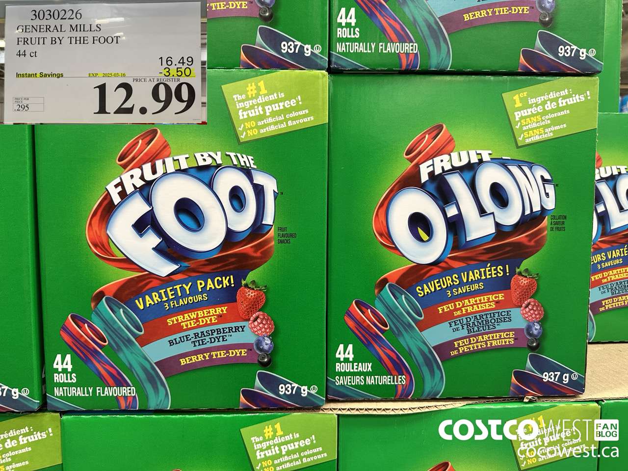 3030226 GENERAL MILLS FRUIT BY THE FOOT 44 ct ($3.50 INSTANT SAVINGS EXPIRES ON 2025-03-16) $12.99
