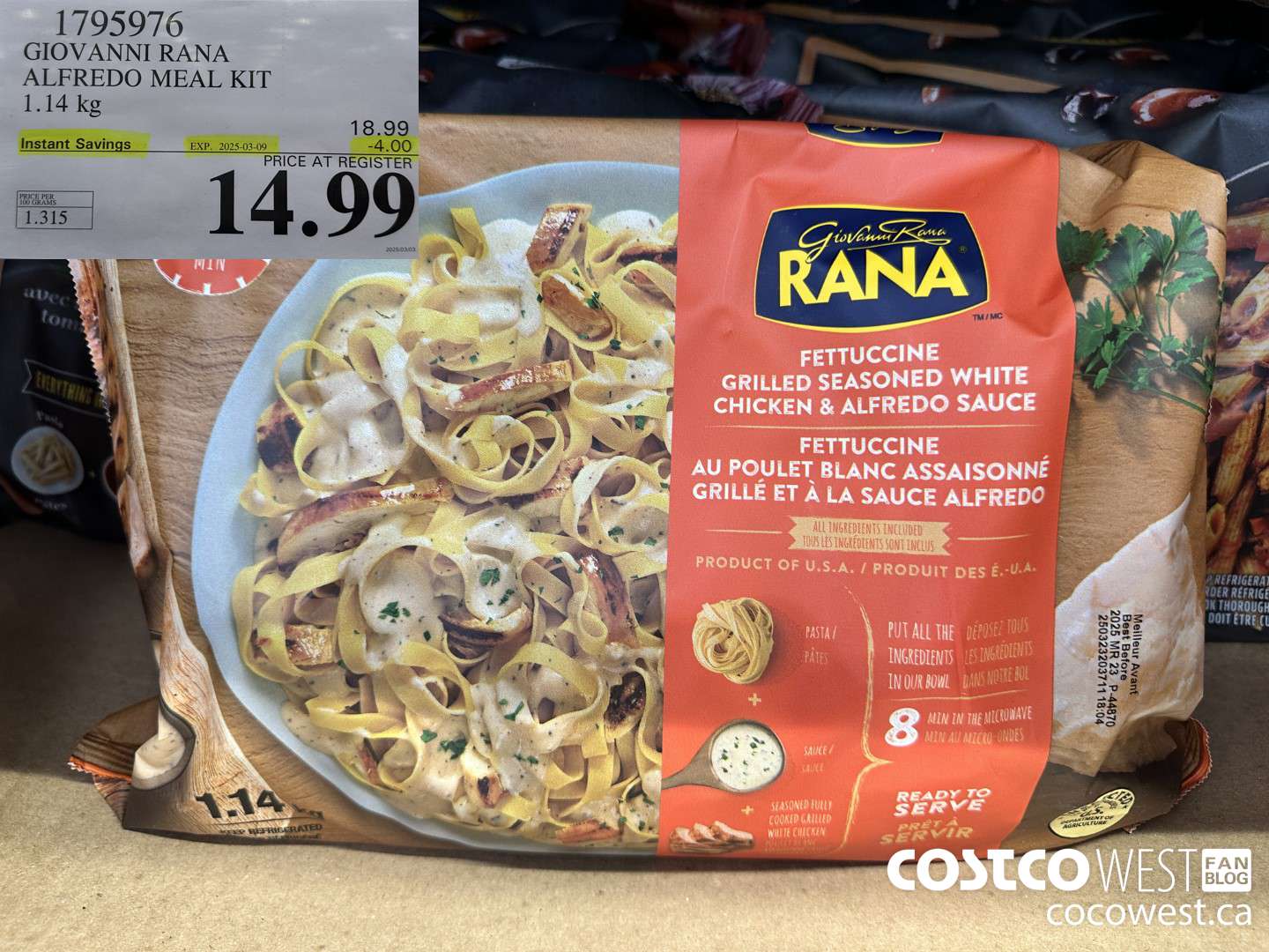 1795976 GIOVANNI RANA ALFREDO MEAL KIT 1.14KG ($4.00 INSTANT SAVINGS EXPIRES ON 2025-03-09) $14.99