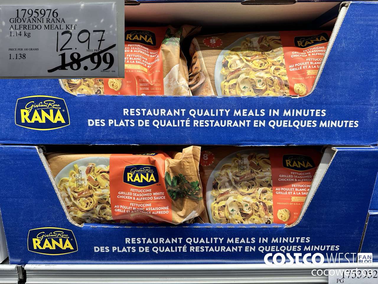 1795976 GIOVANNI RANA ALFREDO MEAL KIT 1.14KG $12.97