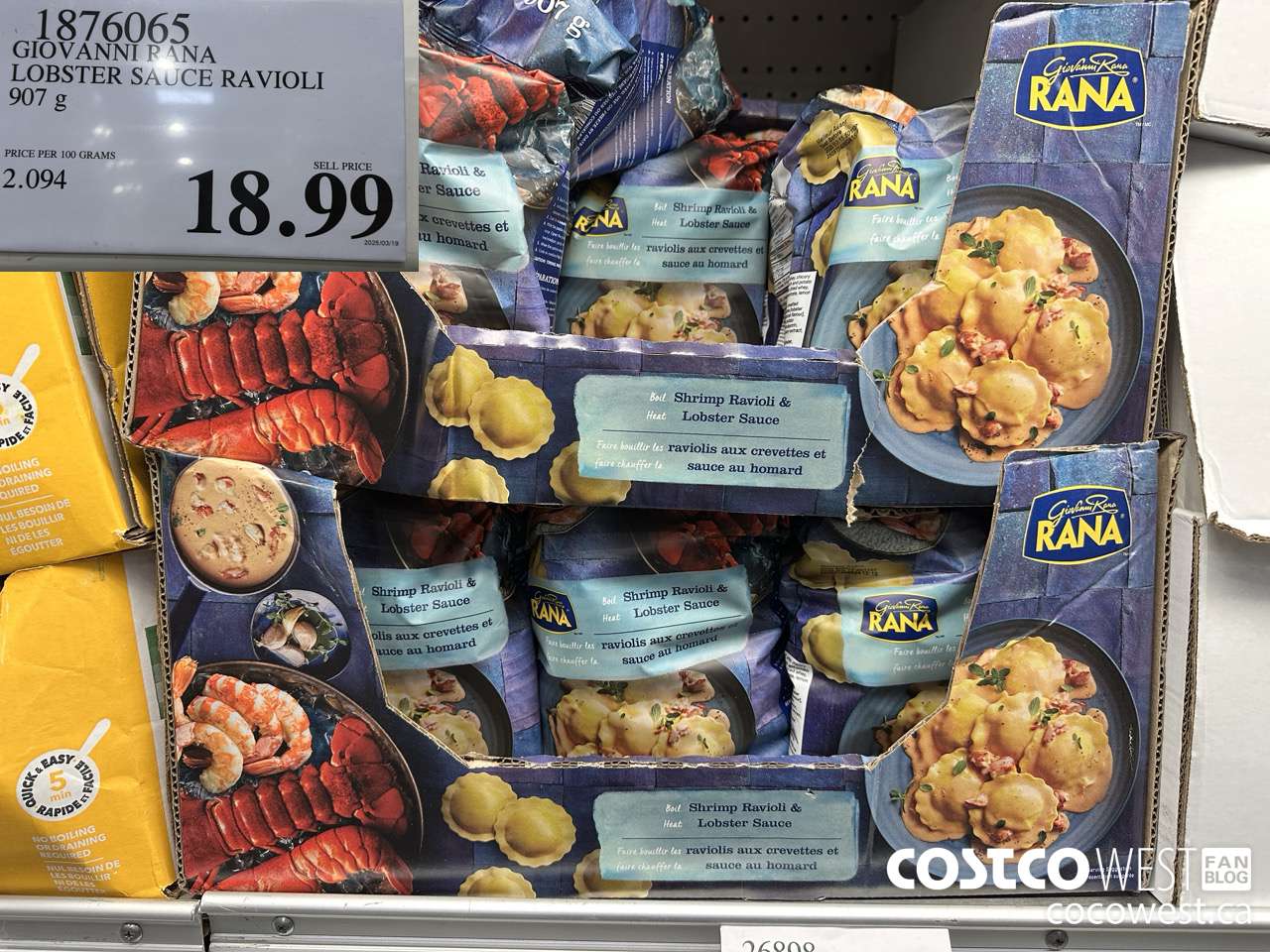 1876065 GIOVANNI RANA LOBSTER SAUCE RAVIOLI 907G $18.99