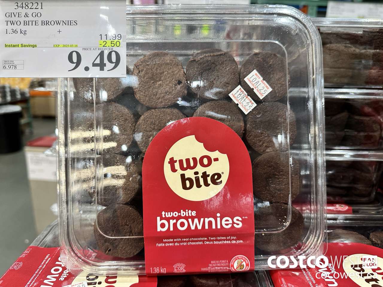 348221 GIVE & GO TWO BITE BROWNIES PACK OF 48 1.36 KG ($2.50 INSTANT SAVINGS EXPIRES ON 2025-03-16) $9.49