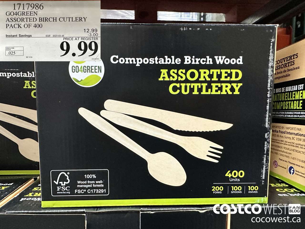 1717986 GO4GREEN ASSORTED BIRCH CUTLERY PACK OF 400 ($3.00 INSTANT SAVINGS EXPIRES ON 2025-03-16) $9.99
