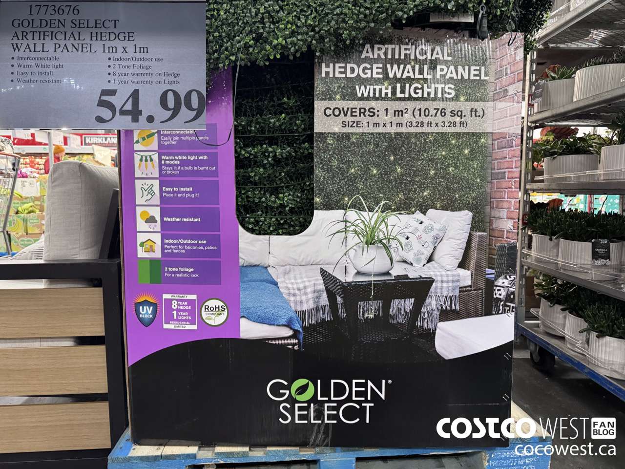 1773676 GOLDEN SELECT ARTIFICIAL HEDGE WALL PANEL 1M X 1M $54.99