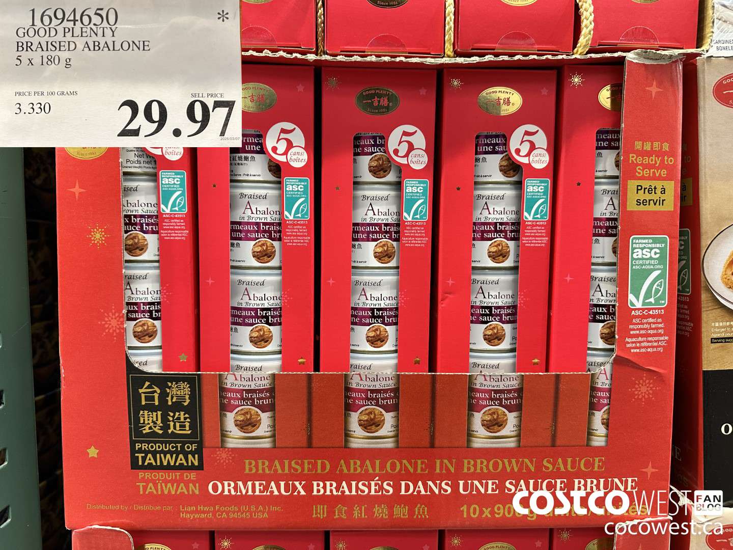 1694650 GOOD PLENTY BRAISED ABALONE 5 X 180G $29.97