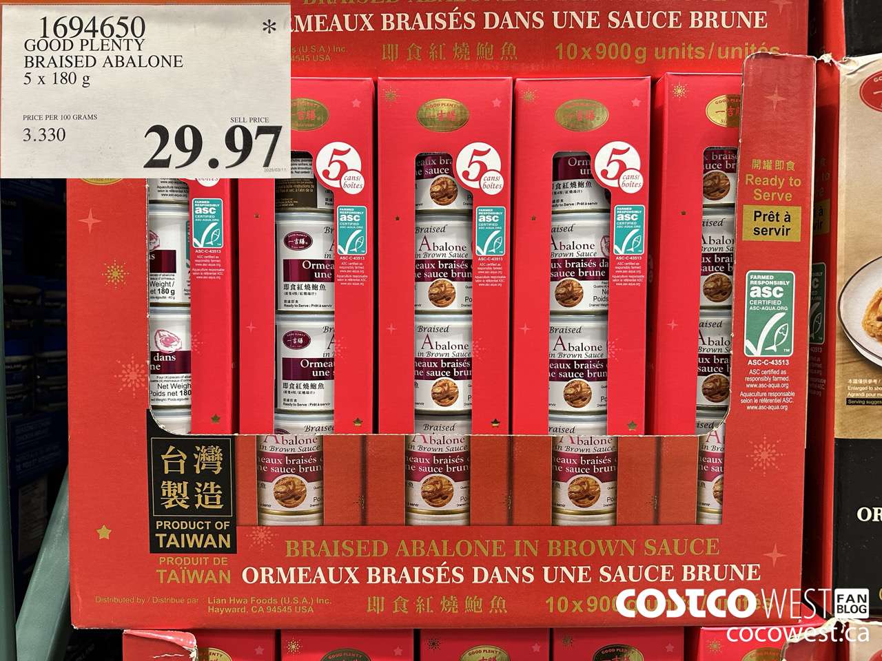 1694650 GOOD PLENTY BRAISED ABALONE 5 X 180G $29.97
