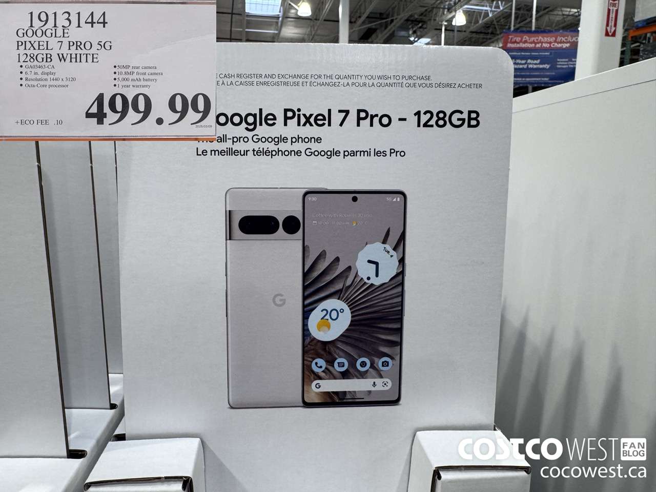 1913144 GOOGLE PIXEL 7 PRO 5G 128GB WHITE $499.99