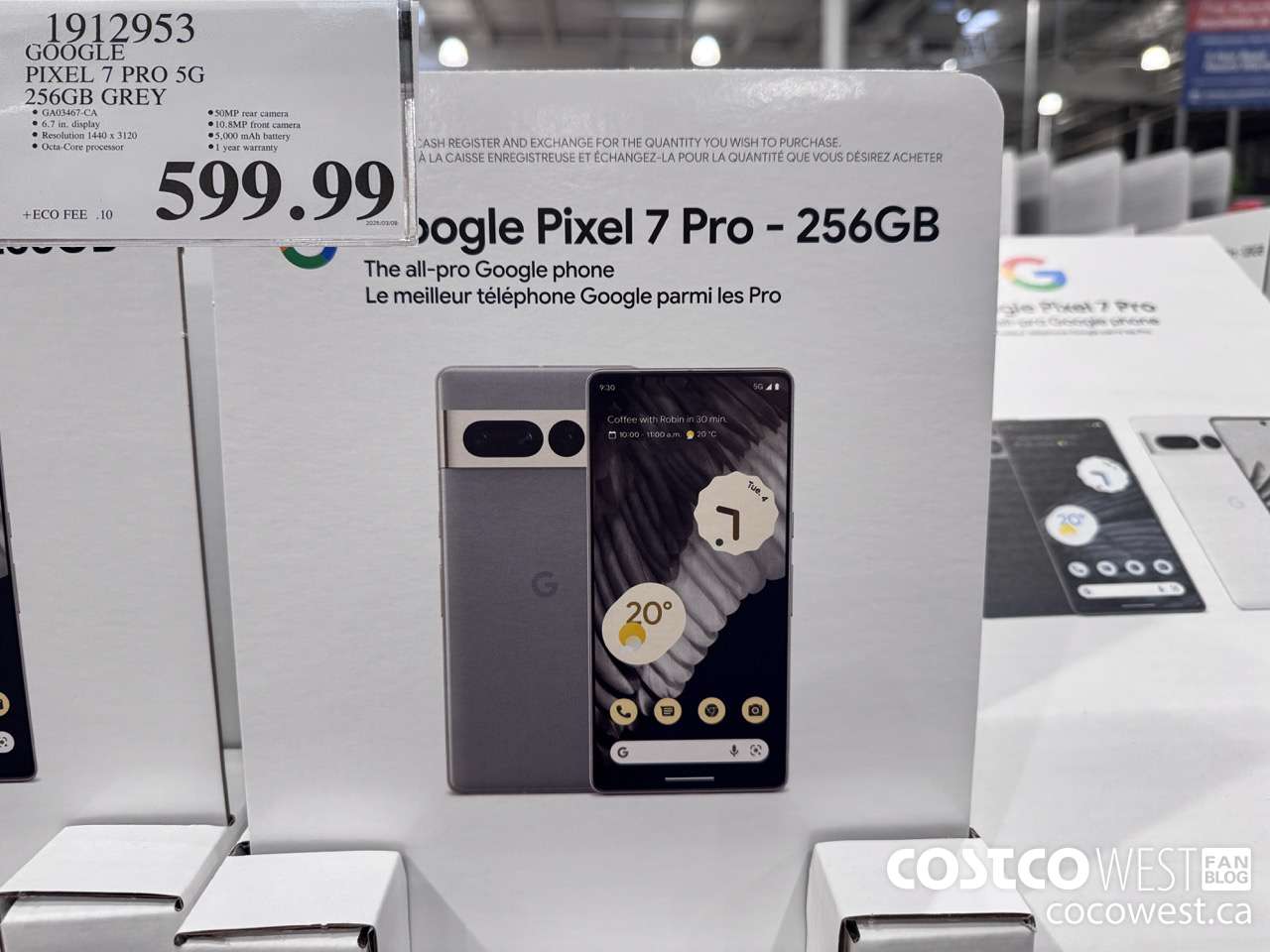 1912953 GOOGLE PIXEL 7 PRO 5G 256GB GREY $599.99