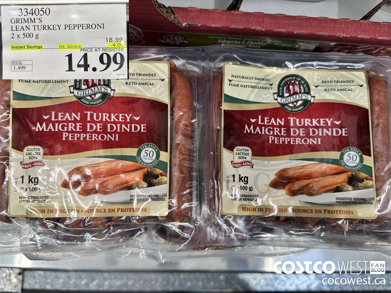 334050 GRIMM'S YOURS NATURALLY TURKEY PEPPERONI 1 kg ($4.00 INSTANT SAVINGS EXPIRES ON 2025-03-30) $14.99