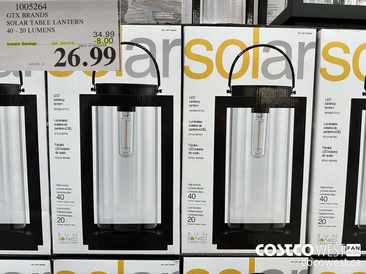 1005264 GTX BRANDS SOLAR TABLE LANTERN 40-20 LUMENS ($8.00 INSTANT SAVINGS EXPIRES ON 2025-03-16) $26.99