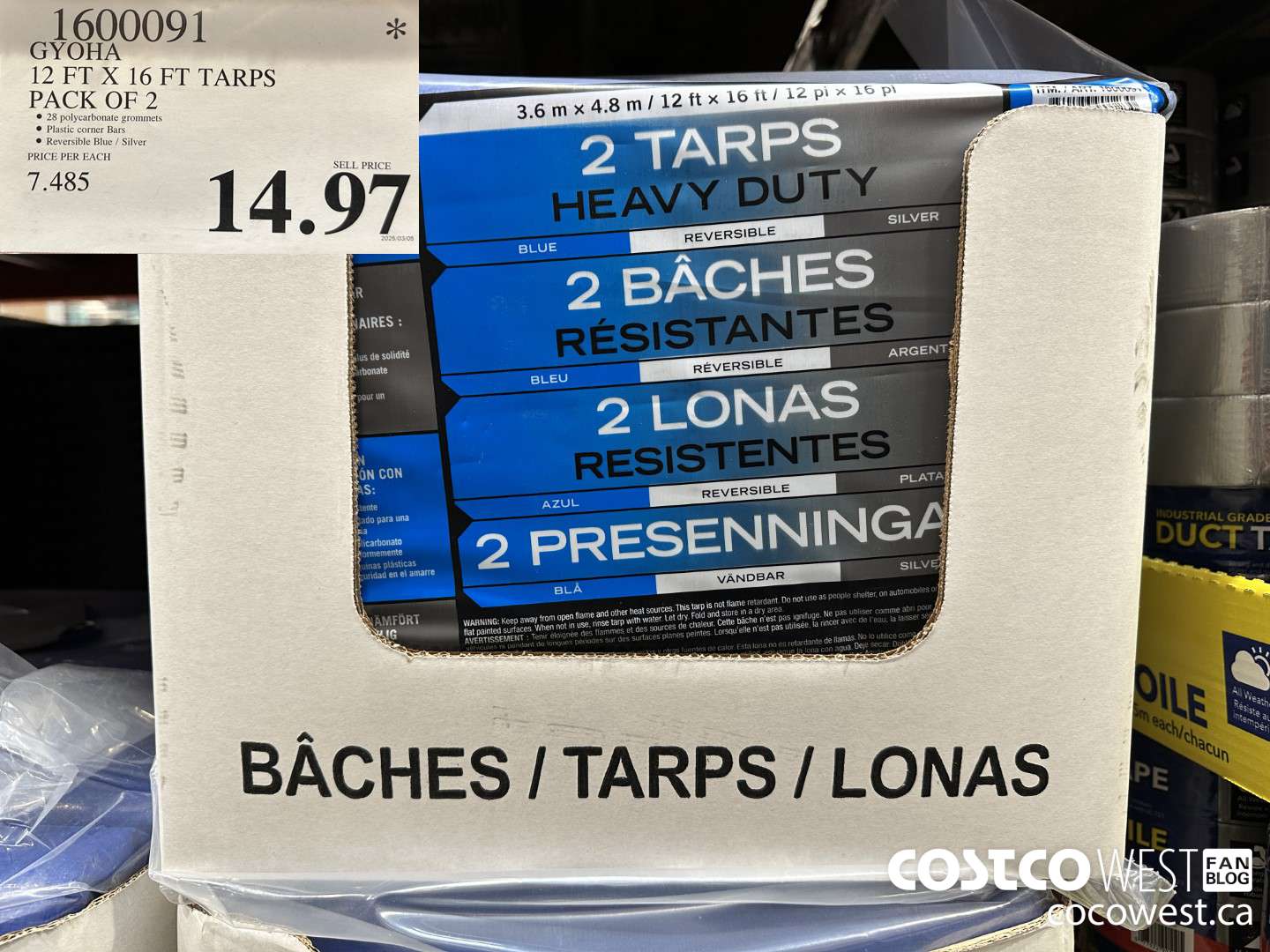 1600091 GYOHA 12 FT X 16 FT TARPS PACK OF 2 $14.97