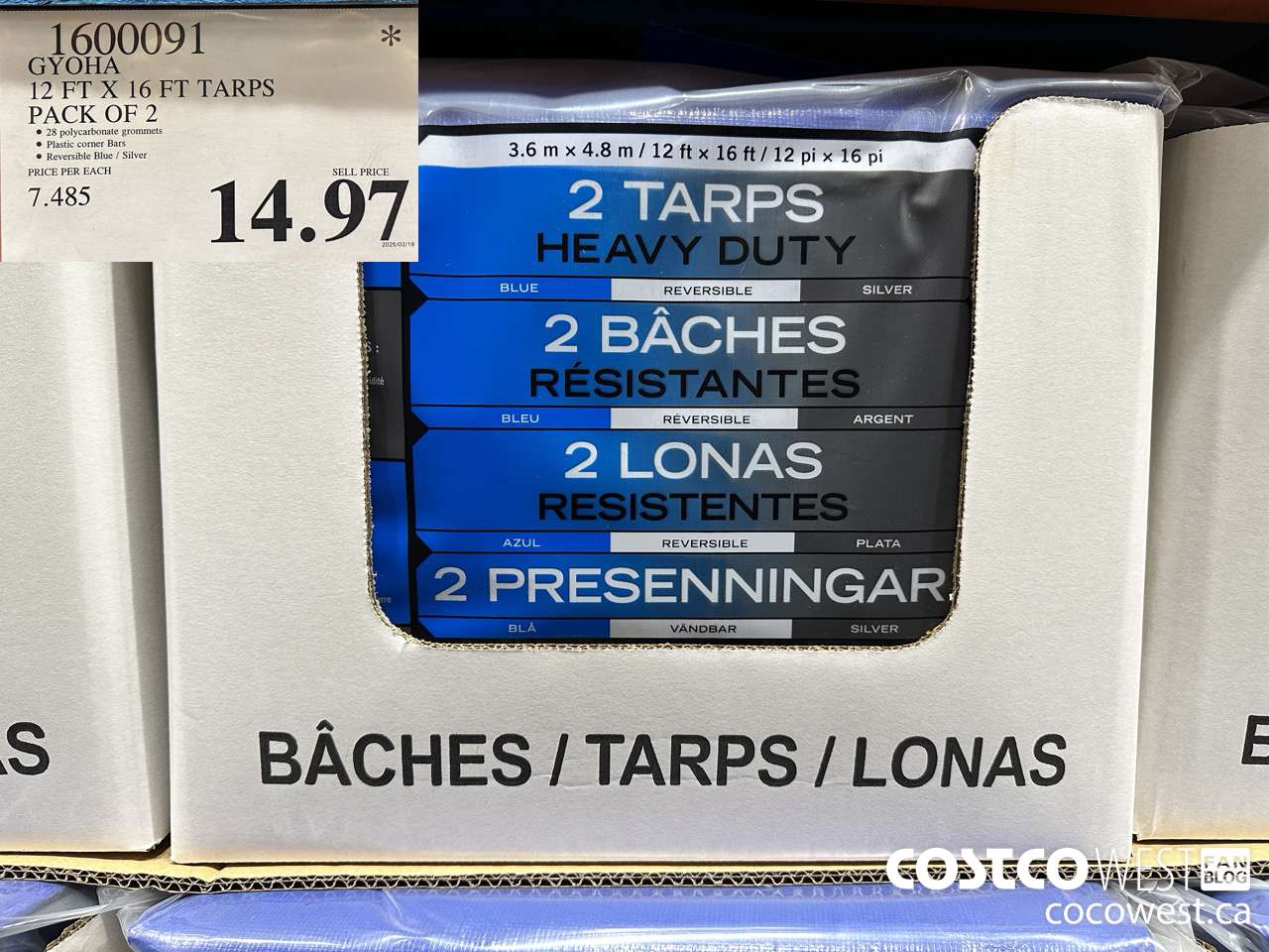 1600091 GYOHA 12 FT X 16 FT TARPS PACK OF 2 $14.97