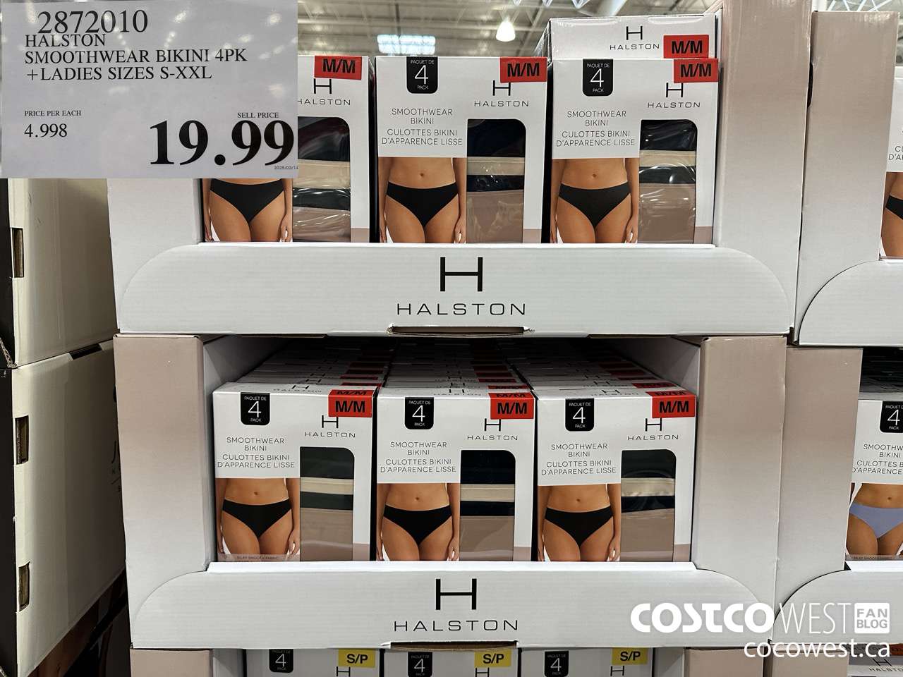 2872010 HALSTON SMOOTHWEAR BIKINI 4PK LADIES SIZES S-XXL $19.99