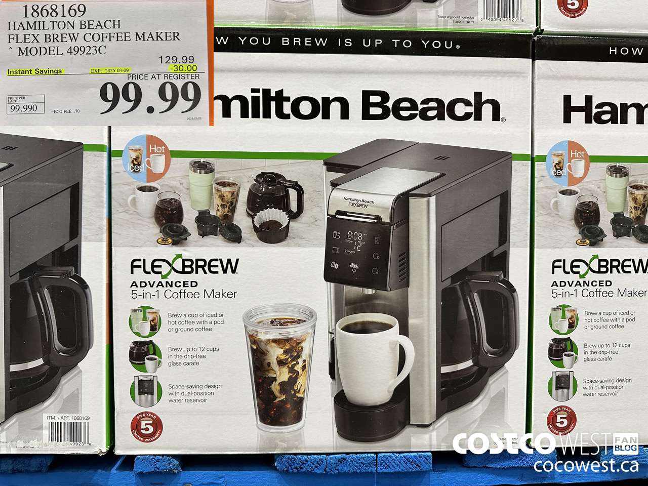1868169 HAMILTON BEACH FLEX BREW COFFEE MAKER MODEL 49923C ($30.00 INSTANT SAVINGS EXPIRES ON 2025-03-09) $99.99