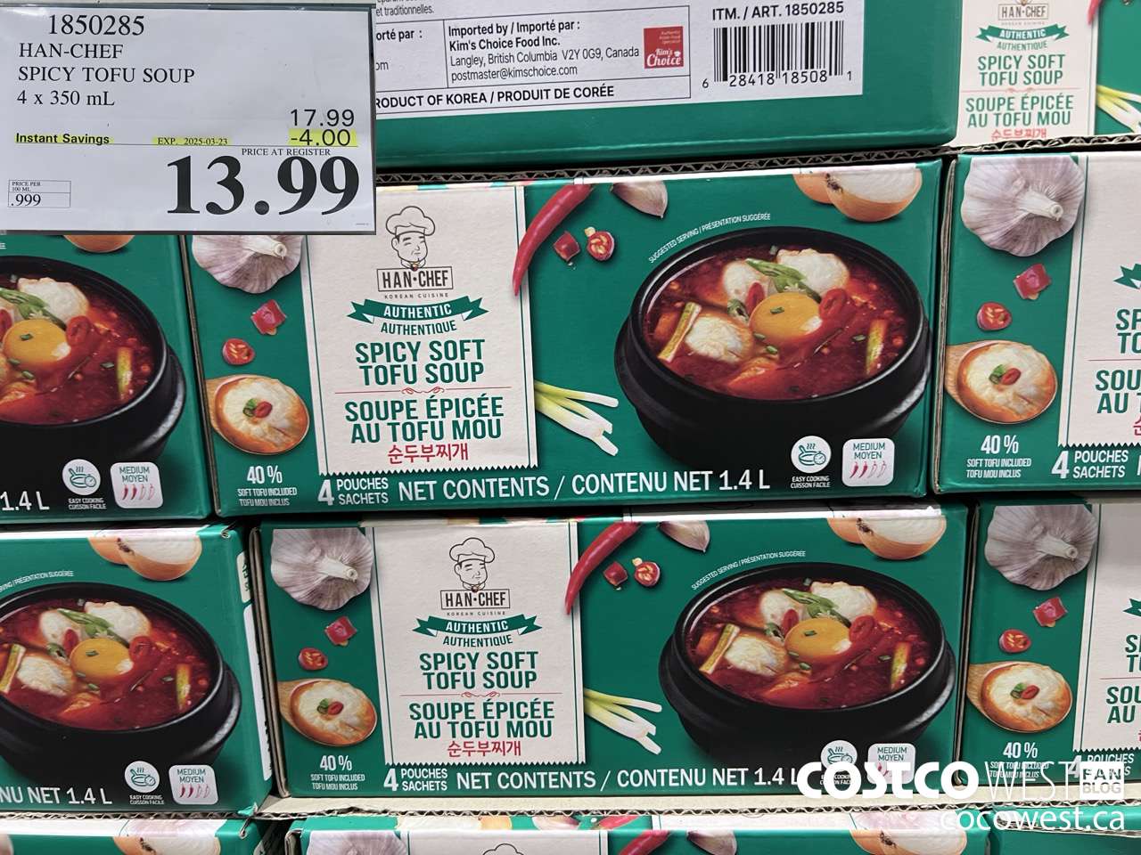 1850285 HAN-CHEF SPICY TOFU SOUP 4 X 350ML ($4.00 INSTANT SAVINGS EXPIRES ON 2025-03-23) $13.99