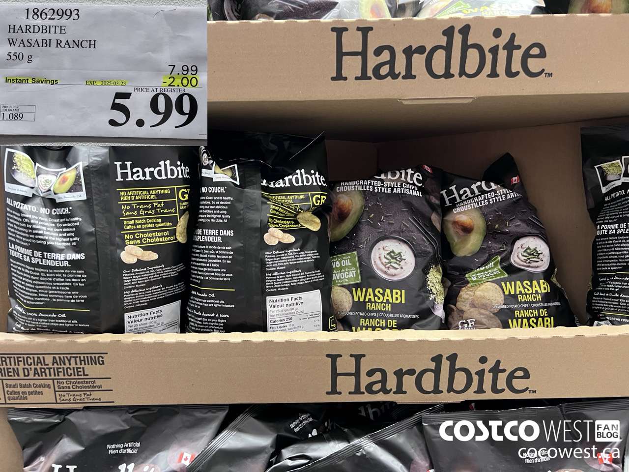 1862993 HARDBITE WASABI RANCH 550G ($2.00 INSTANT SAVINGS EXPIRES ON 2025-03-23) $5.99