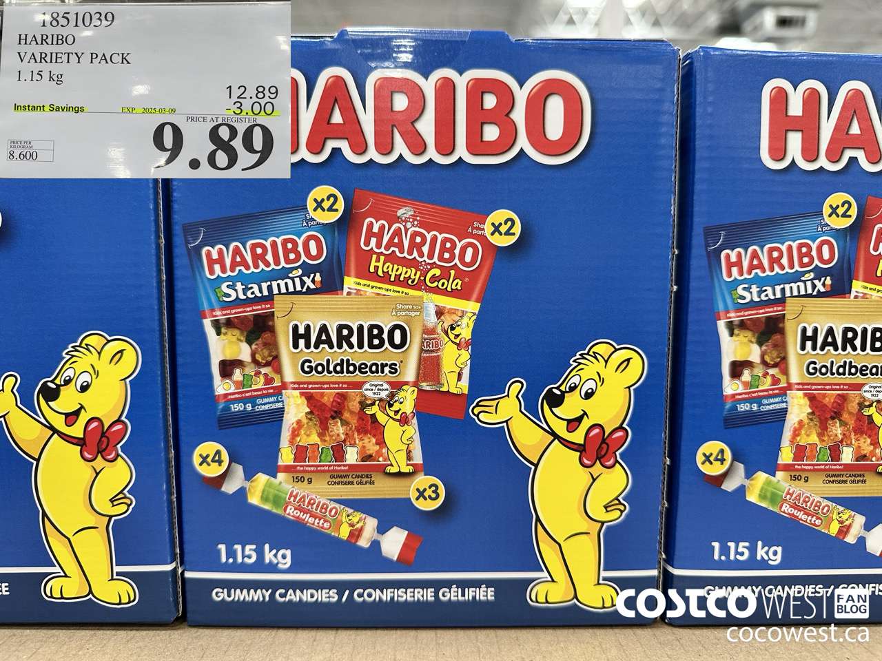 1851039 HARIBO VARIETY PACK 1.15KG ($3.00 INSTANT SAVINGS EXPIRES ON 2025-03-09) $9.89