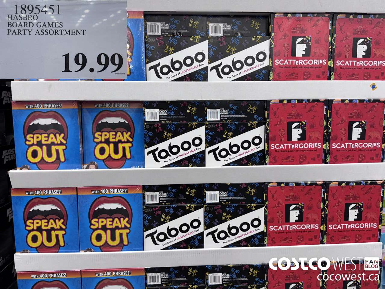 1895451 HASBRO BOARD GAMES PARTY ASSORTMENT $19.99