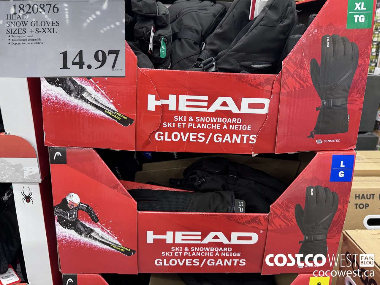 1820876 HEAD SNOW GLOVES SIZES S-XXL $14.97