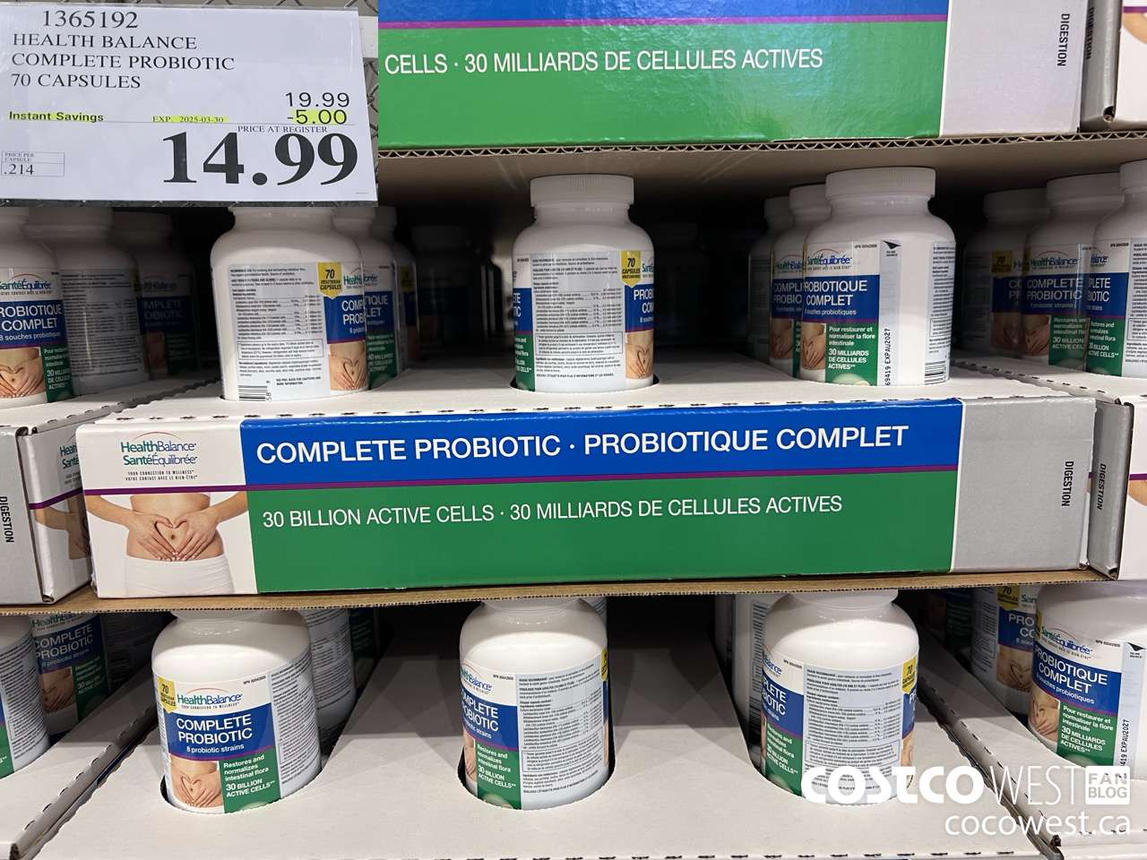 1365192 HEALTH BALANCE COMPLETE PROBIOTIC 70 CAPSULES ($5.00 INSTANT SAVINGS EXPIRES ON 2025-03-30) $14.99