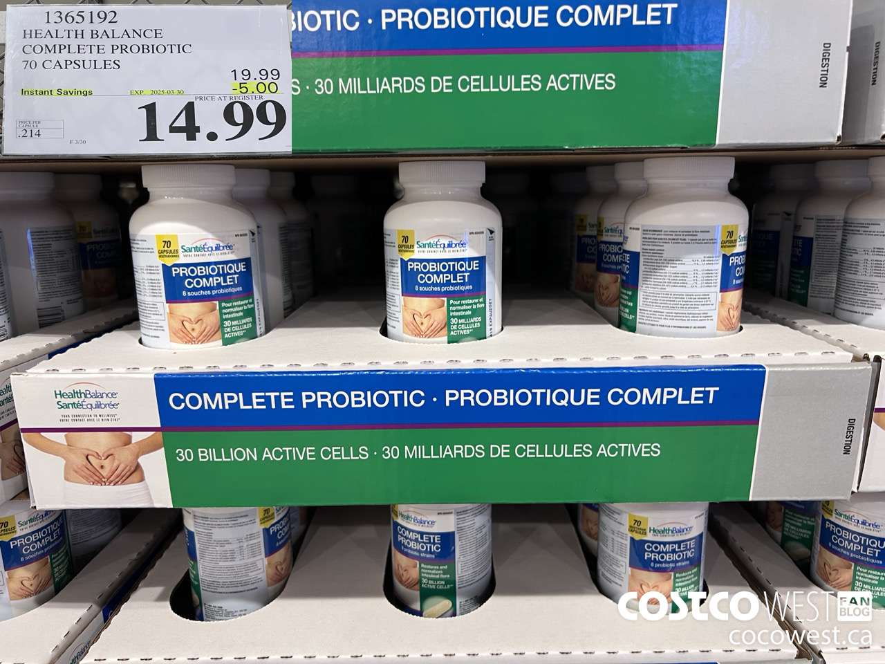 1365192 HEALTH BALANCE COMPLETE PROBIOTIC 70 CAPSULES ($5.00 INSTANT SAVINGS EXPIRES ON 2025-03-30) $14.99