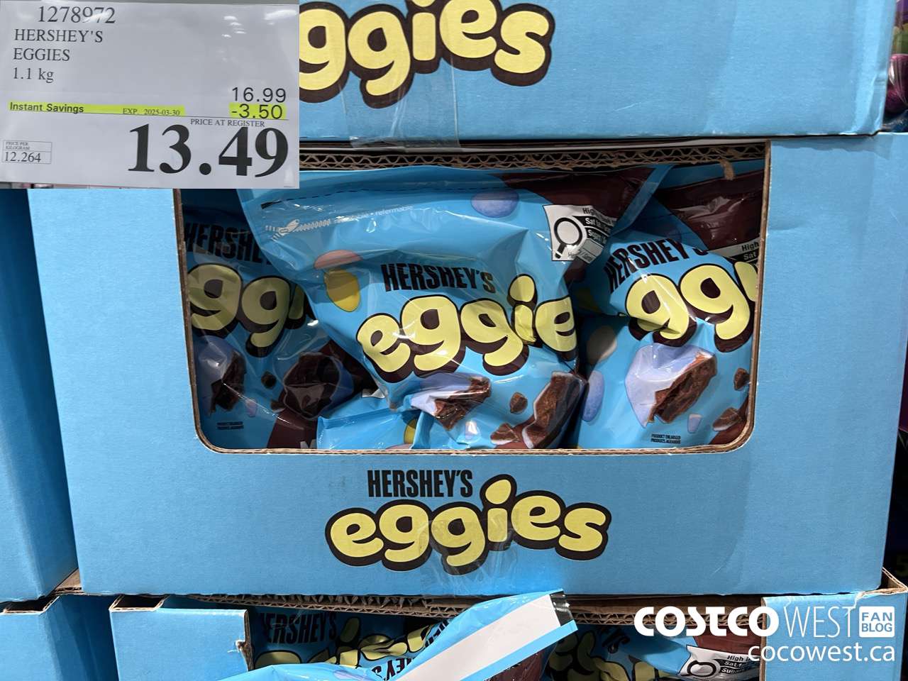1278972 HERSHEY'S EGGIES 1.1KG ($3.50 INSTANT SAVINGS EXPIRES ON 2025-03-30) $13.49