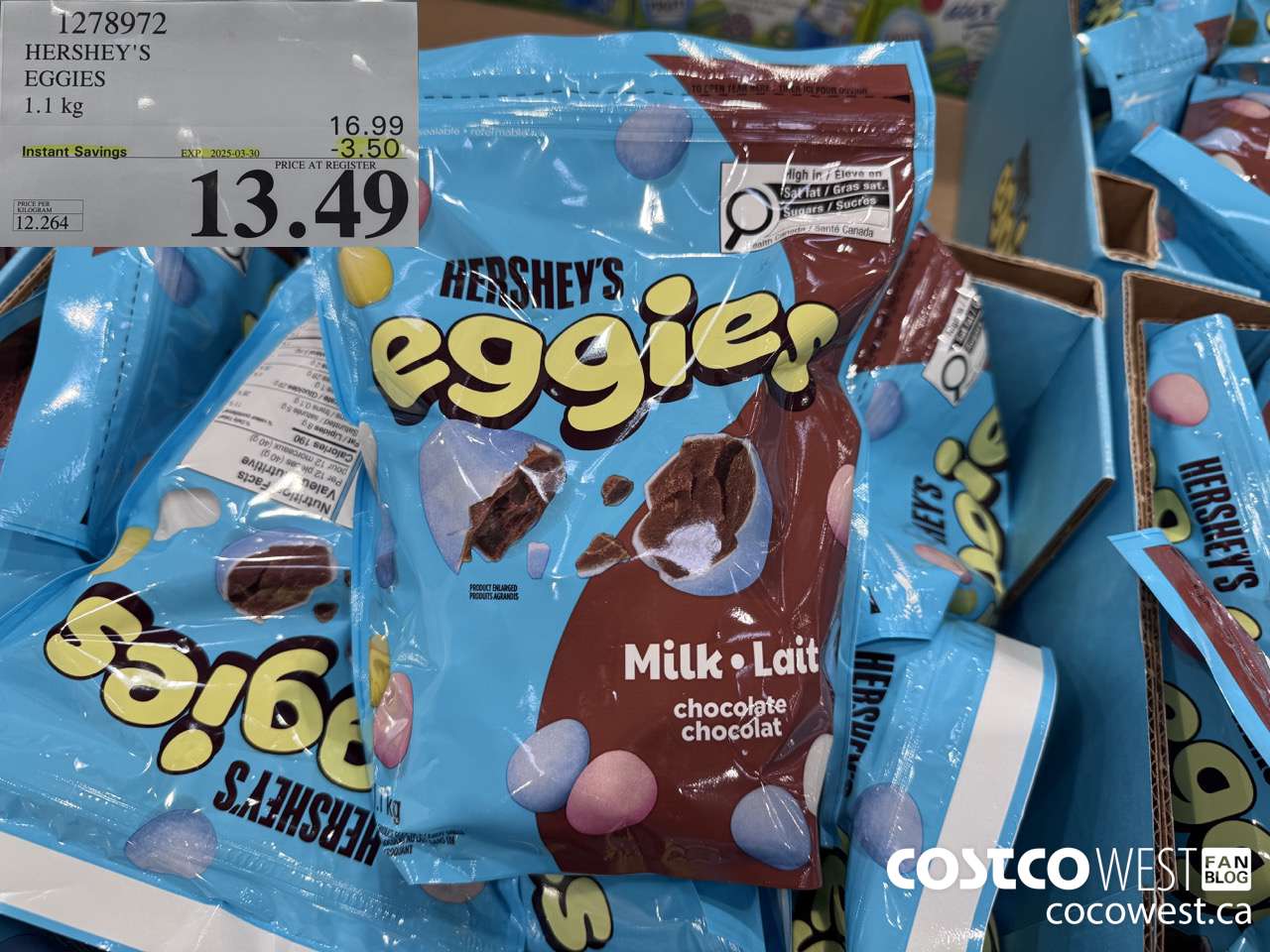 1278972 HERSHEY'S EGGIES 1.1KG ($3.50 INSTANT SAVINGS EXPIRES ON 2025-03-30) $13.49
