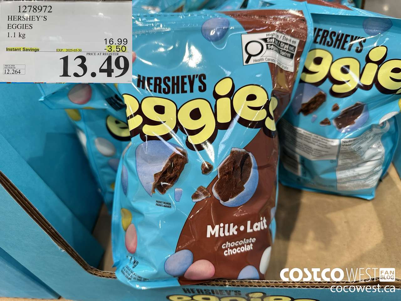 1278972 HERSHEY'S EGGIES 1.1KG ($3.50 INSTANT SAVINGS EXPIRES ON 2025-03-30) $13.49