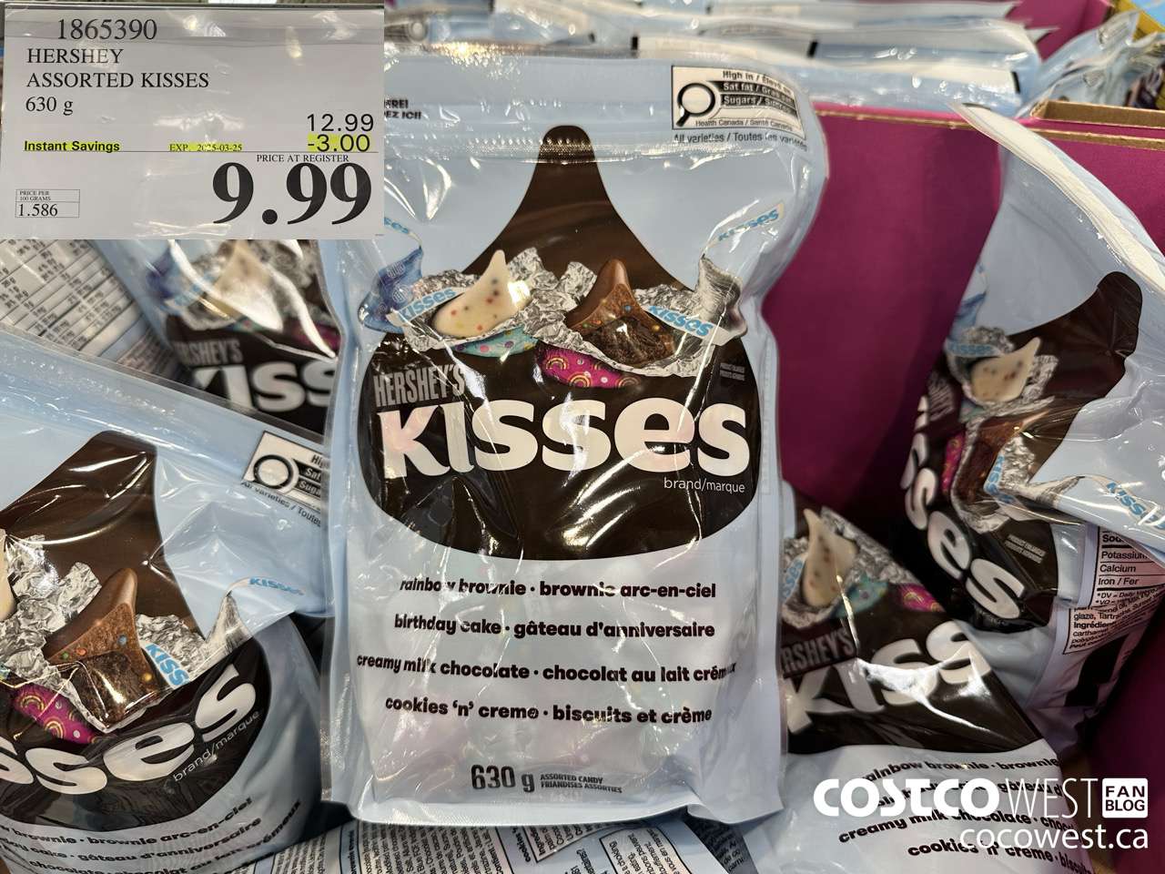 1865390 HERSHEY ASSORTED KISSES 630G ($3.00 INSTANT SAVINGS EXPIRES ON 2025-03-25) $9.99
