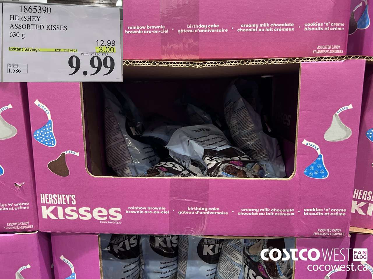 1865390 HERSHEY ASSORTED KISSES 630G ($3.00 INSTANT SAVINGS EXPIRES ON 2025-03-25) $9.99